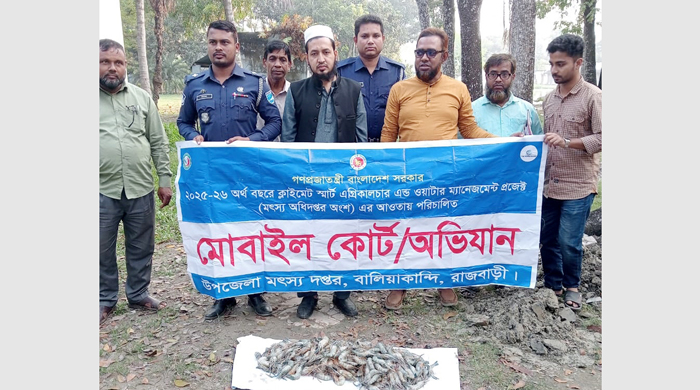  বালিয়াকান্দিতে জেলি পুশকৃত চিংড়ি মাছ  জব্দ॥মোবাইল কোর্টে বিক্রেতার জরিমানা